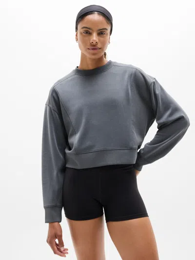 Athleta Seasoft Rib Crewneck Sweatshirt In Blue