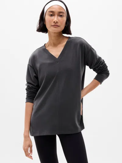 Athleta Seasoft V Neck Sweatshirt In Black