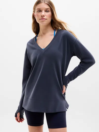 Athleta Seasoft V Neck Sweatshirt In Blue