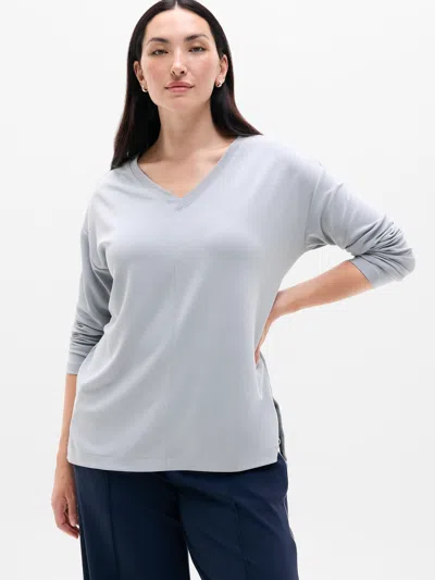 Athleta Seasoft V Neck Sweatshirt In Blue Star