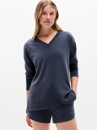 Athleta Seasoft V Neck Sweatshirt In Navy