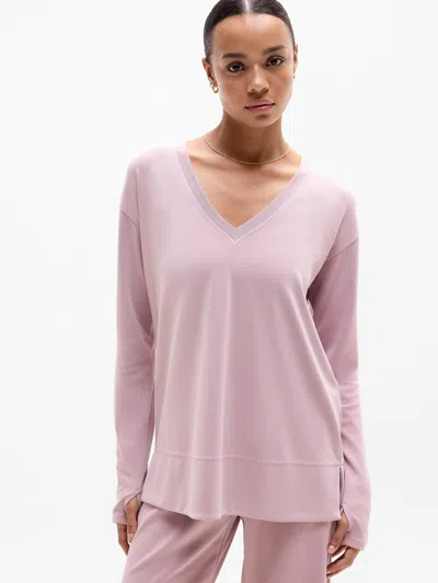 Athleta Seasoft V Neck Sweatshirt In Pink