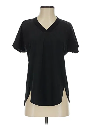 Pre-owned Athleta Short Sleeve Blouse In Black