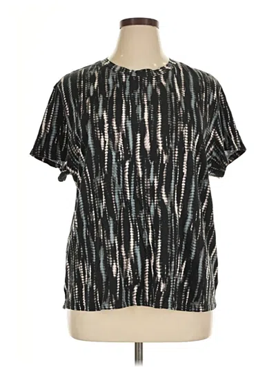 Pre-owned Athleta Short Sleeve Blouse In Black