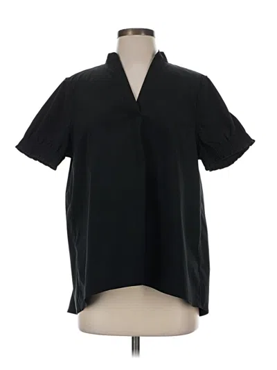 Pre-owned Athleta Short Sleeve Blouse In Black