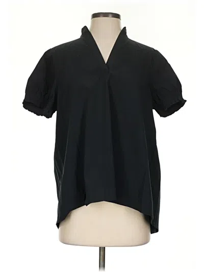 Pre-owned Athleta Short Sleeve Blouse In Black