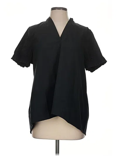 Pre-owned Athleta Short Sleeve Blouse In Black
