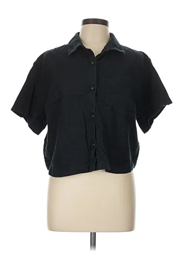 Pre-owned Athleta Short Sleeve Blouse In Black