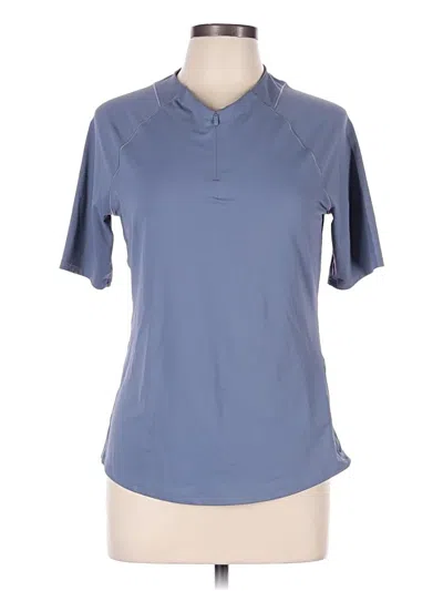 Pre-owned Athleta Short Sleeve Blouse In Blue