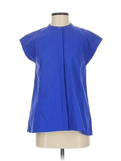 Pre-owned Athleta Short Sleeve Blouse In Blue