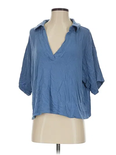 Pre-owned Athleta Short Sleeve Blouse In Blue