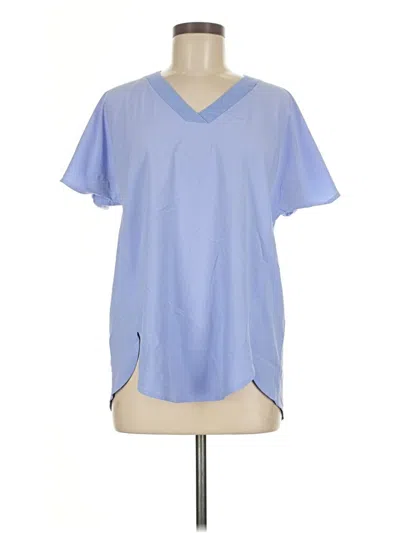 Pre-owned Athleta Short Sleeve Blouse In Blue