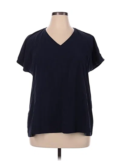 Pre-owned Athleta Short Sleeve Blouse In Blue