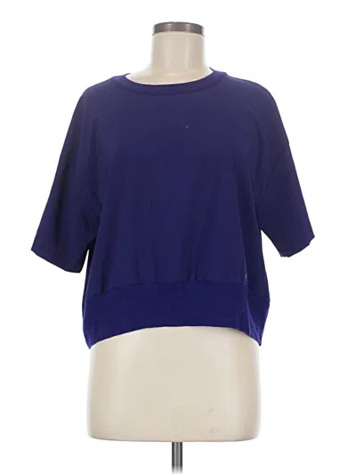 Pre-owned Athleta Short Sleeve Blouse In Blue
