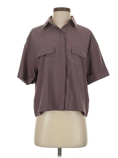 Pre-owned Athleta Short Sleeve Blouse In Brown