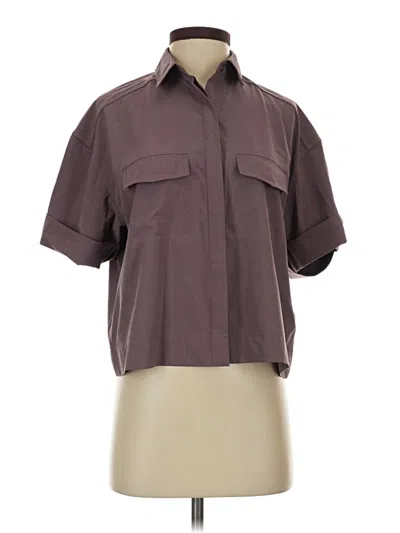 Pre-owned Athleta Short Sleeve Blouse In Brown