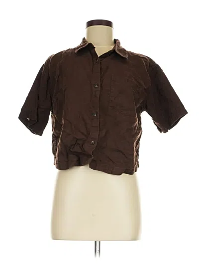 Pre-owned Athleta Short Sleeve Blouse In Brown