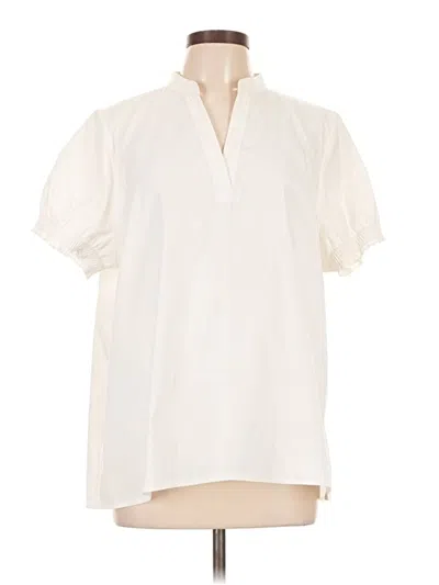 Pre-owned Athleta Short Sleeve Blouse In Ivory