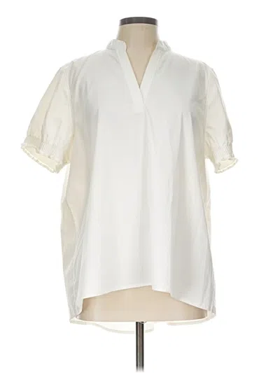 Pre-owned Athleta Short Sleeve Blouse In Ivory
