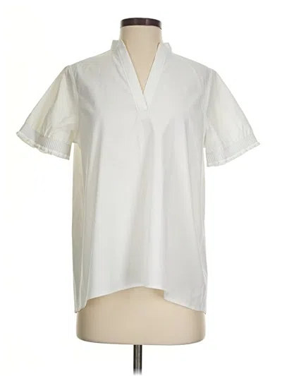 Pre-owned Athleta Short Sleeve Blouse In Ivory