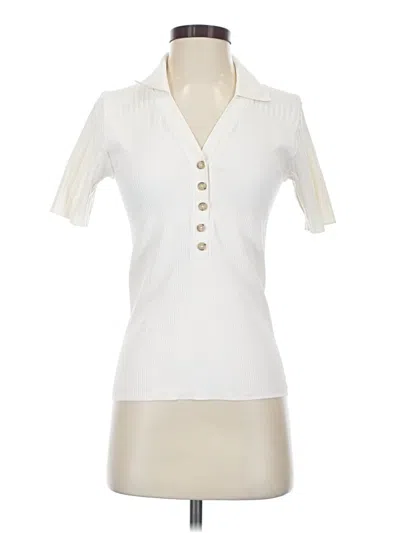 Pre-owned Athleta Short Sleeve Blouse In Ivory