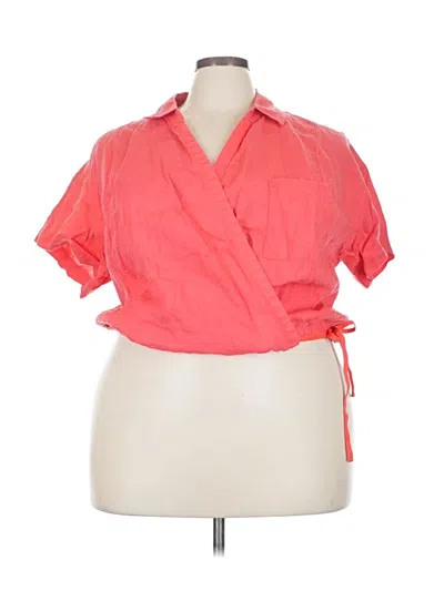 Pre-owned Athleta Short Sleeve Blouse In Pink