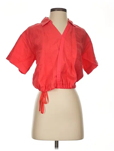 Pre-owned Athleta Short Sleeve Blouse In Red