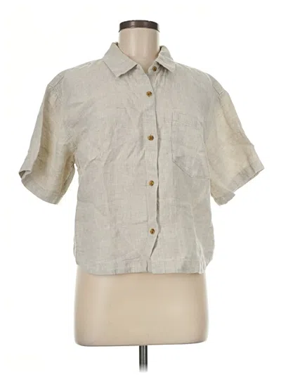 Pre-owned Athleta Short Sleeve Blouse In Tan