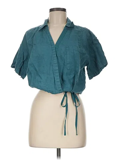 Pre-owned Athleta Short Sleeve Blouse In Teal