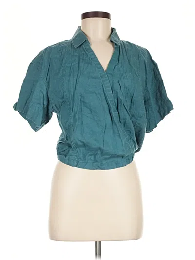 Pre-owned Athleta Short Sleeve Blouse In Teal