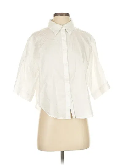 Pre-owned Athleta Short Sleeve Blouse In White