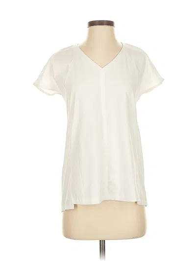 Pre-owned Athleta Short Sleeve Blouse In White
