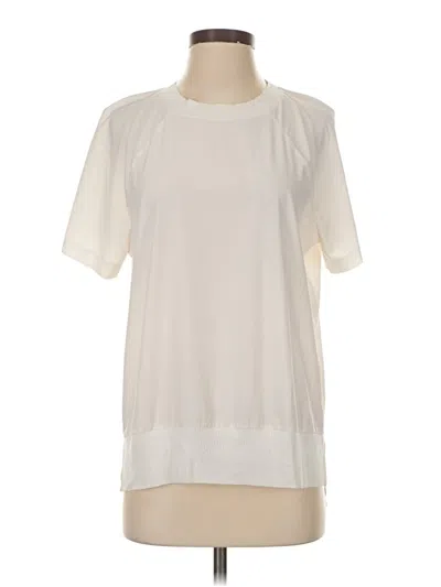 Pre-owned Athleta Short Sleeve Blouse In White