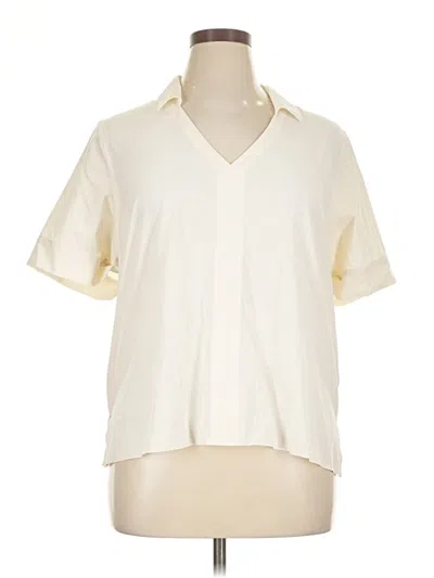 Pre-owned Athleta Short Sleeve Blouse In White