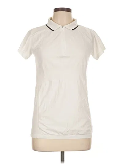 Pre-owned Athleta Short Sleeve Blouse In White