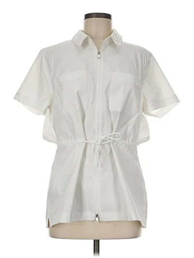 Pre-owned Athleta Short Sleeve Blouse In White