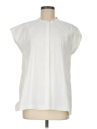Pre-owned Athleta Short Sleeve Blouse In White