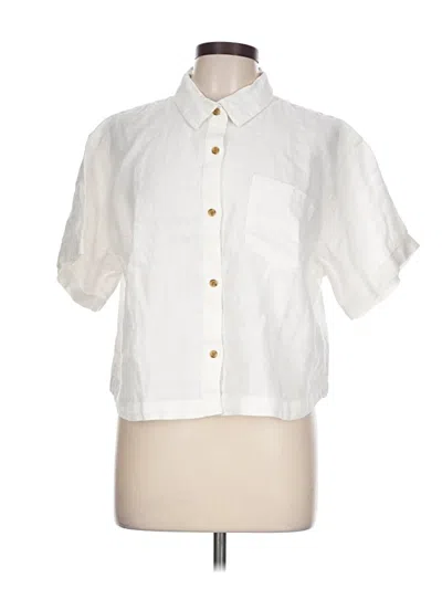Pre-owned Athleta Short Sleeve Blouse In White