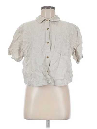Pre-owned Athleta Short Sleeve Button Down Shirt In Gray