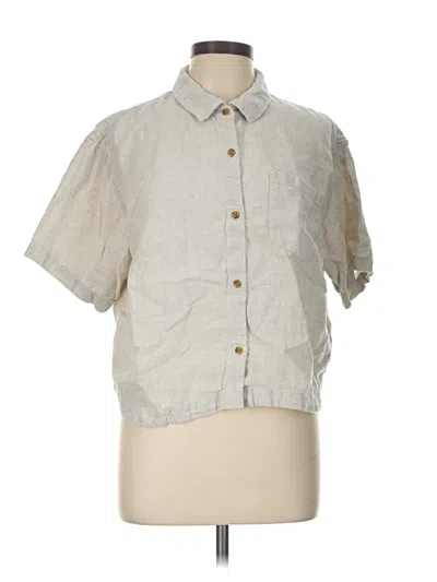 Pre-owned Athleta Short Sleeve Button Down Shirt In Ivory