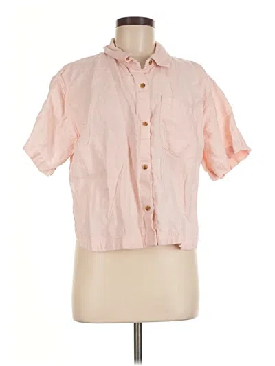Pre-owned Athleta Short Sleeve Button Down Shirt In Pink