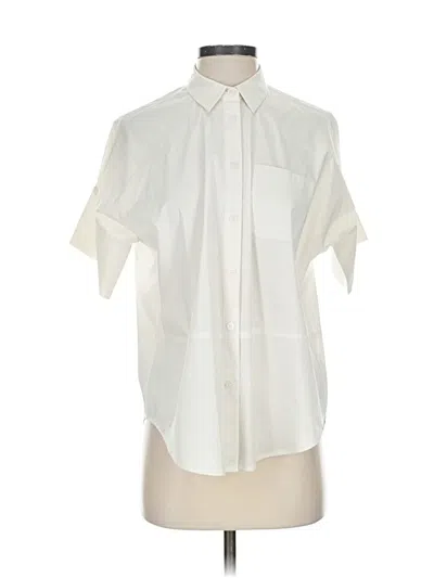 Pre-owned Athleta Short Sleeve Button Down Shirt In White