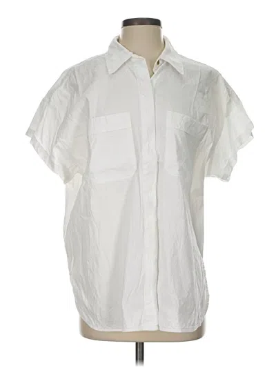 Pre-owned Athleta Short Sleeve Button Down Shirt In White