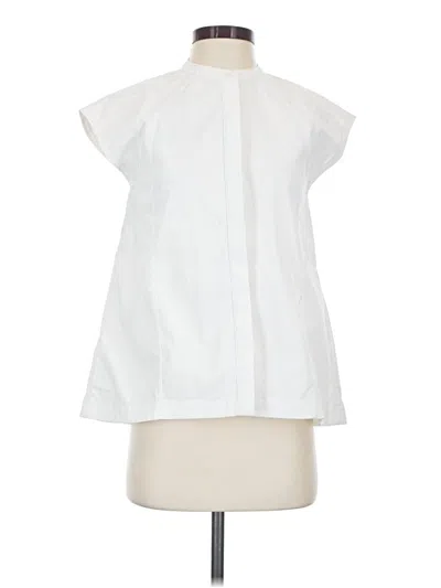 Pre-owned Athleta Short Sleeve Button Down Shirt In White