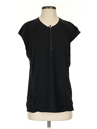 Pre-owned Athleta Short Sleeve Henley Shirt In Black