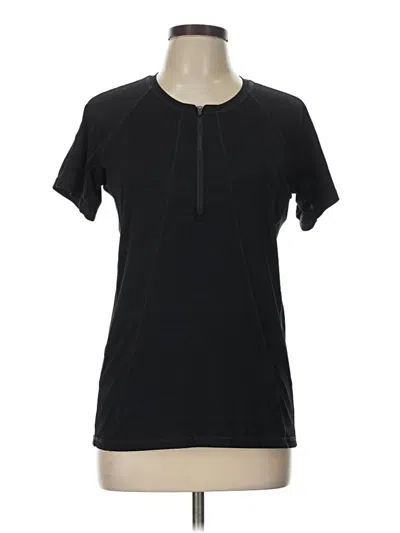 Pre-owned Athleta Short Sleeve Henley Shirt In Black