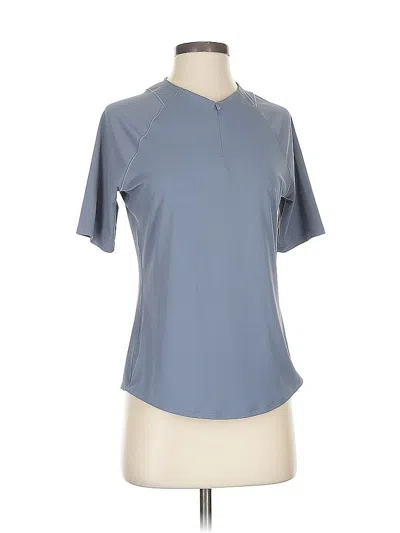 Pre-owned Athleta Short Sleeve Henley Shirt In Blue