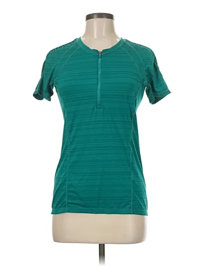 Pre-owned Athleta Short Sleeve Henley Shirt In Blue