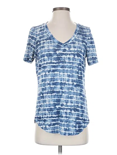 Pre-owned Athleta Short Sleeve Henley Shirt In Blue