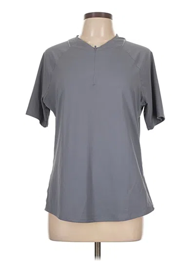 Pre-owned Athleta Short Sleeve Henley Shirt In Gray
